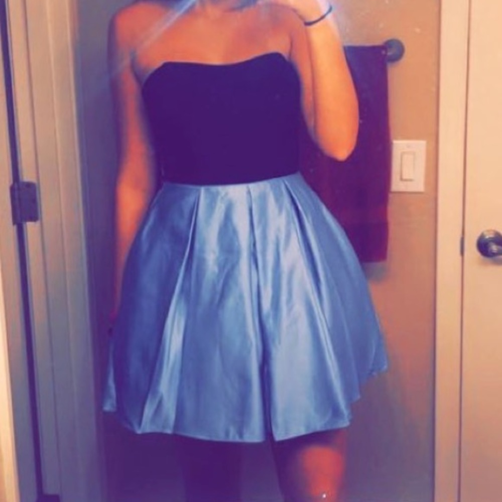 BLUE AND BLACK DRESS